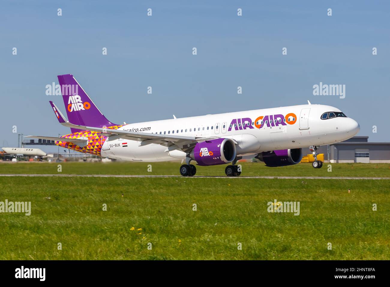 Air Cairo Airbus A320neo Flugzeug Stuttgart Flughafen in Deutschland Stockfoto