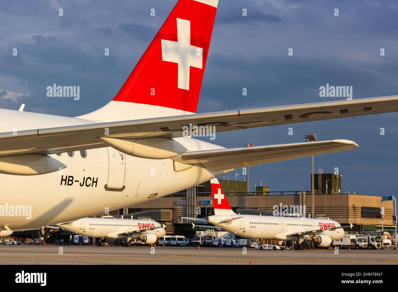 Schweizer Airbus-Flugzeuge Flughafen Zürich in der Schweiz Stockfoto
