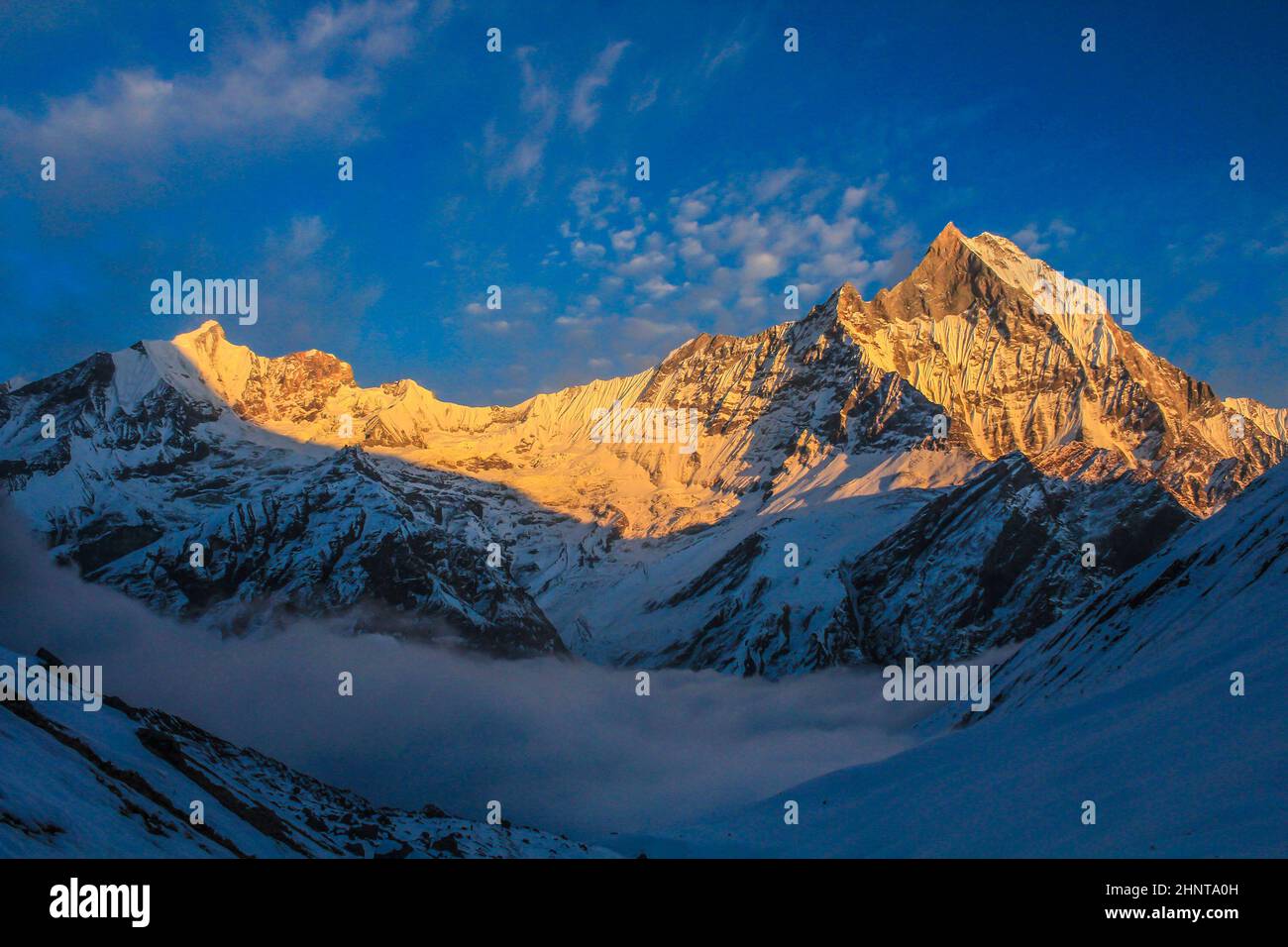 Sternenhimmel über Machhepuchare und Annapurna Base Camp - Nepal, Himalaya Stockfoto