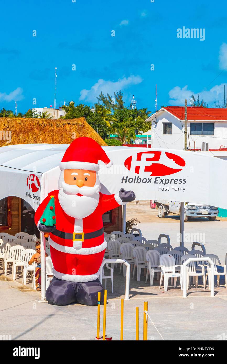 Frohe Weihnachten Weihnachten Weihnachtsmann begrüßt Holbox Mexiko. Stockfoto