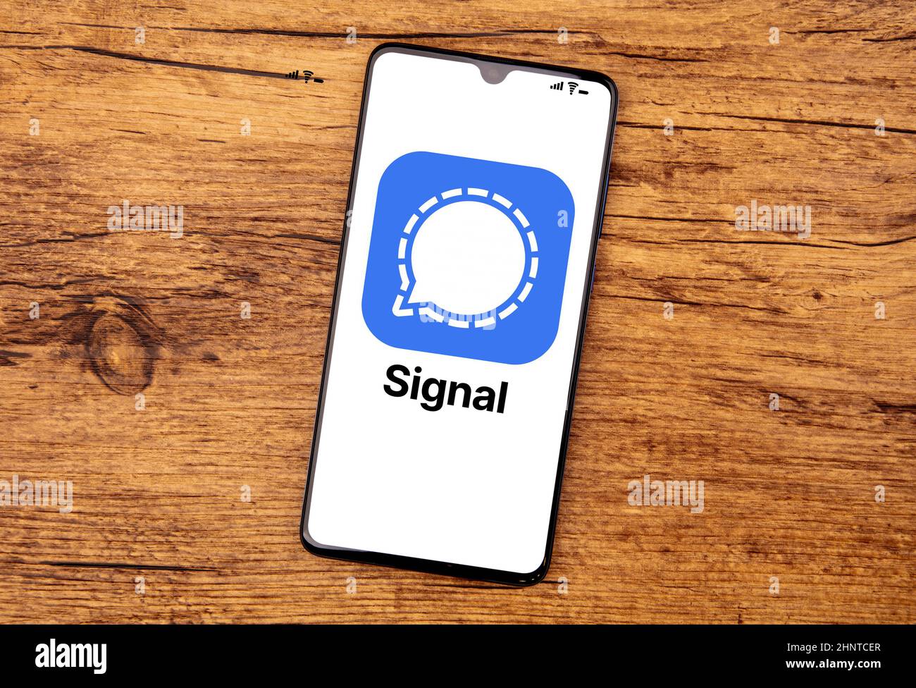 SIGNAL App auf einem Handy-Bildschirm Stockfoto