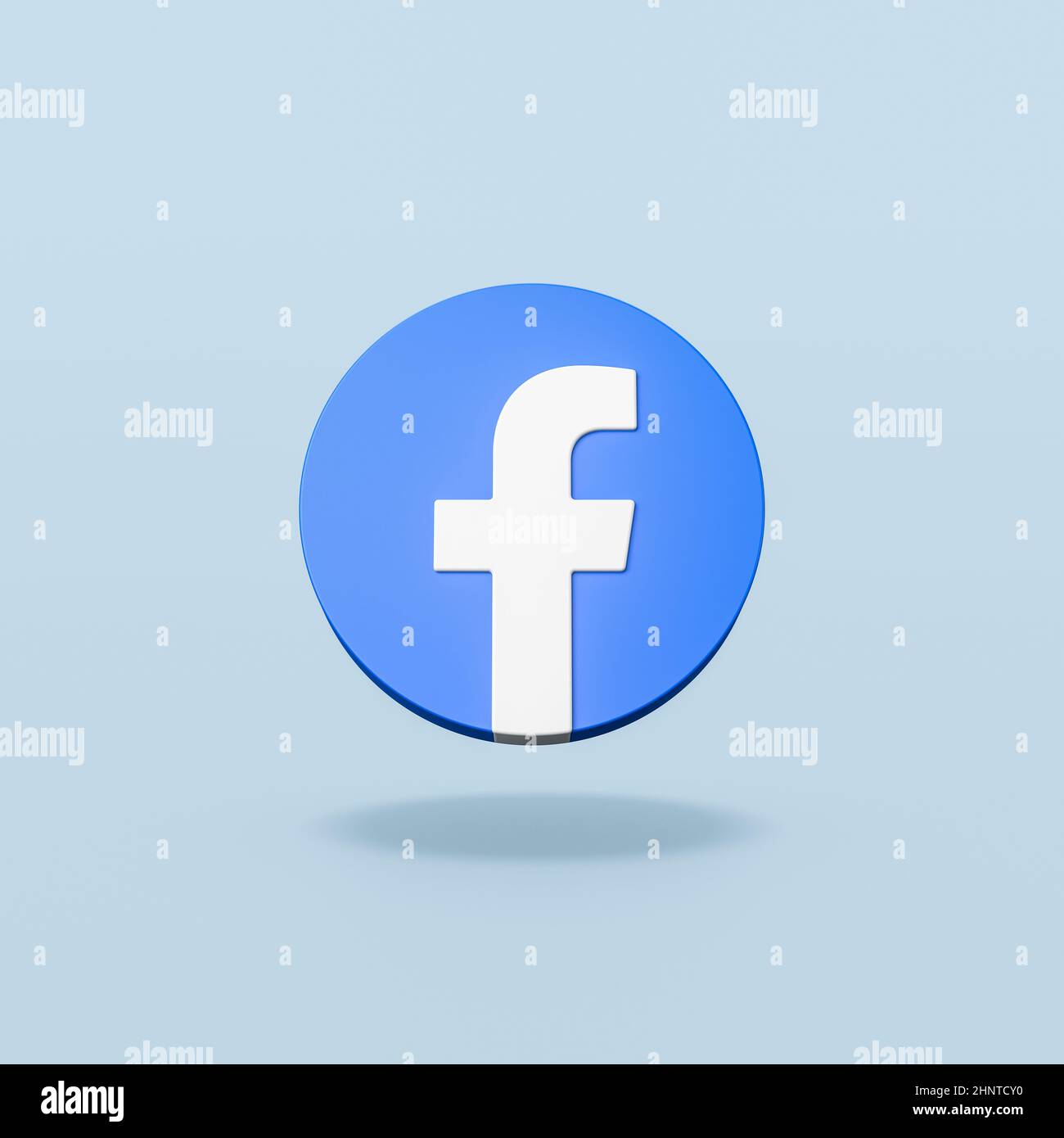 Facebook-Logo auf flachem blauem Hintergrund Stockfoto