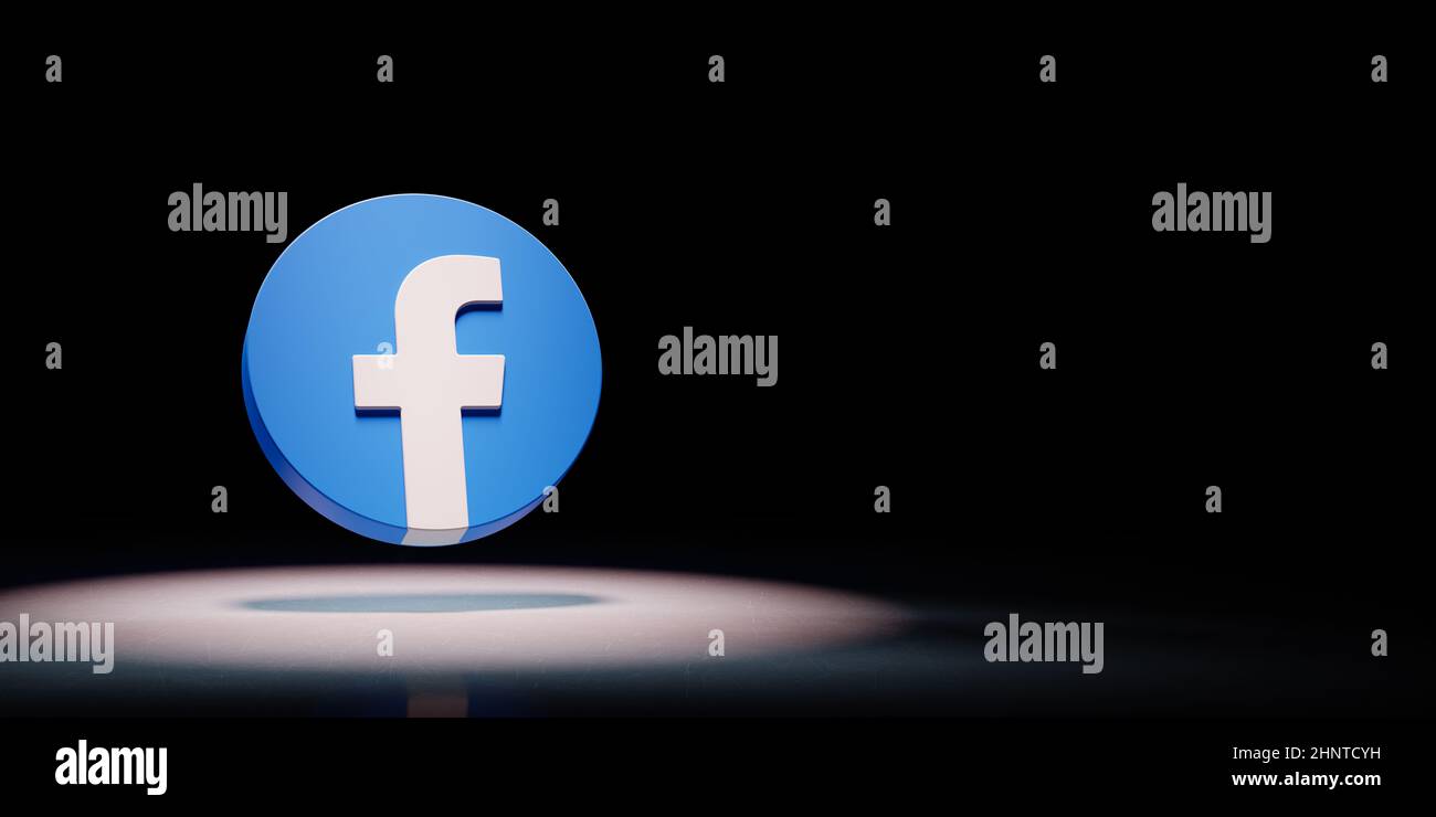 Facebook-Logo auf schwarzem Hintergrund Stockfoto