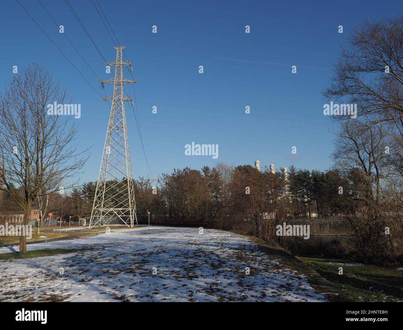 Transmission Line Tower Stockfoto