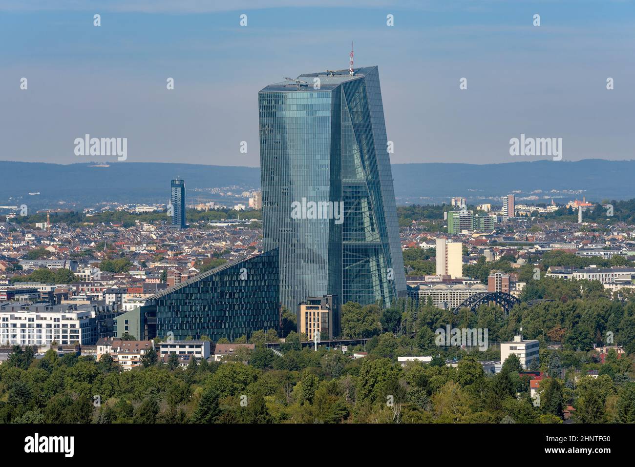 Ansicht des Hauptquartiers der Europäischen Zentralbank in Frankfurt, Deutschland Stockfoto