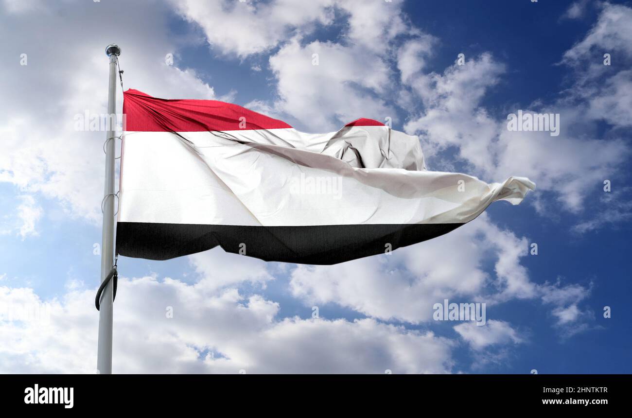 3D-Illustration einer Jemen-Flagge - realistische wehende Stoffflagge. Stockfoto