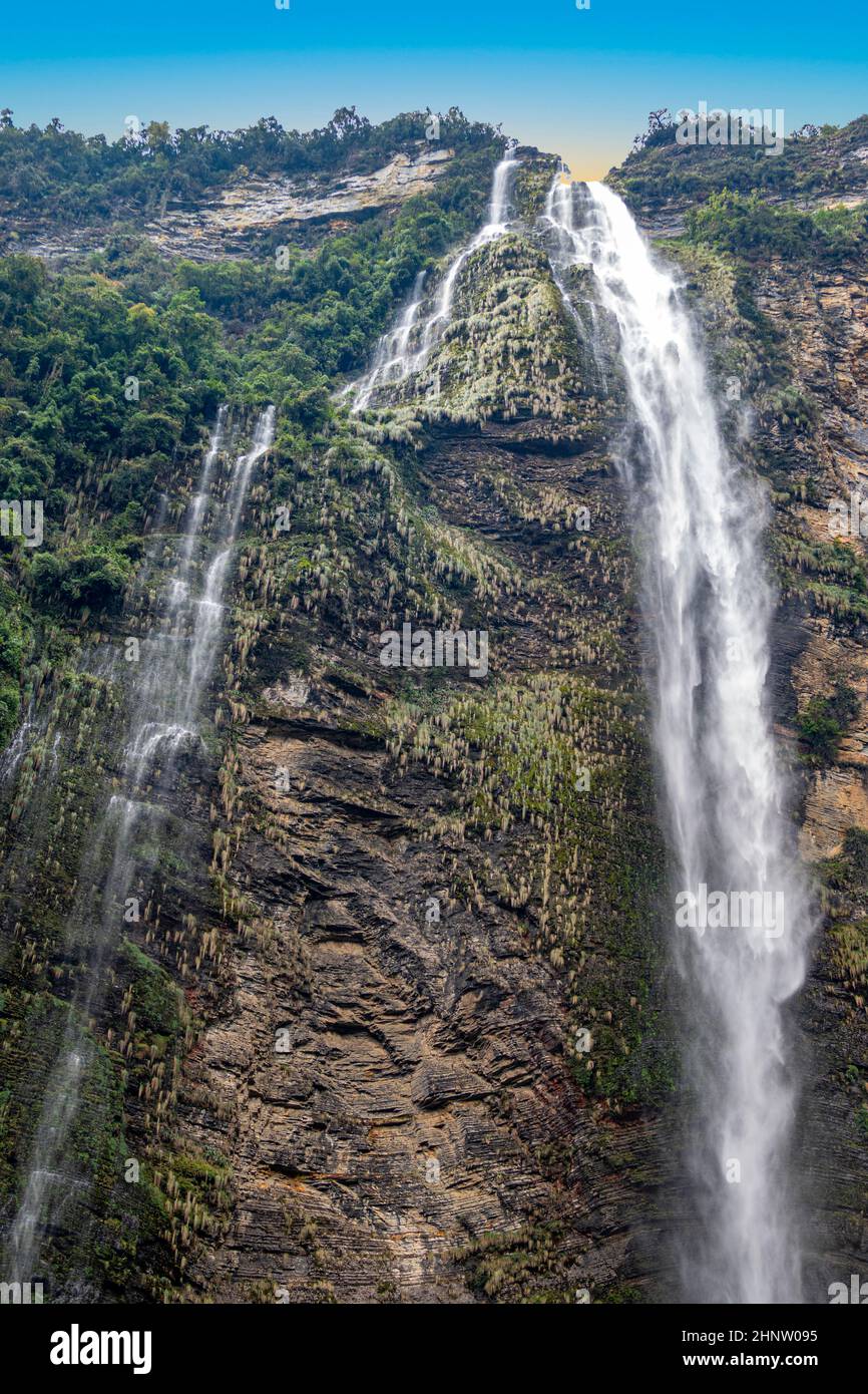 Catarata de Gocta - einer der höchsten Wasserfälle der Welt, dem Norden Perus Stockfoto