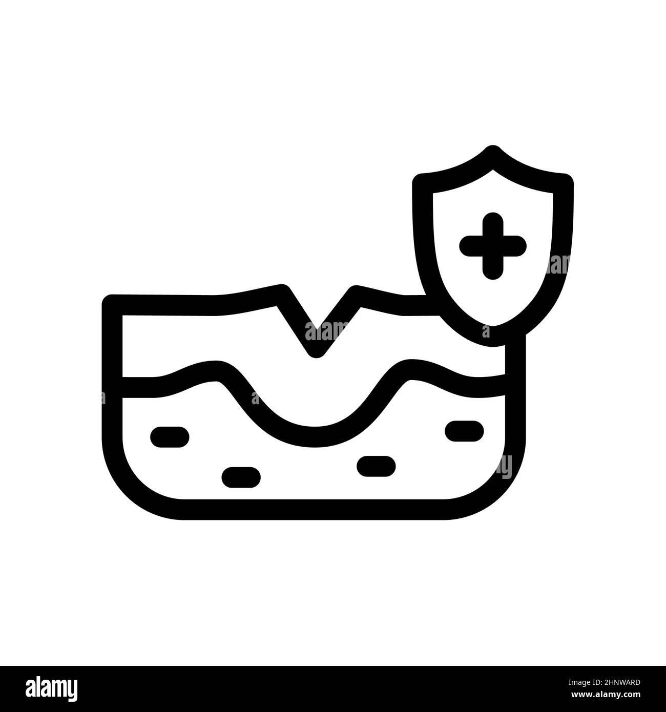 Wunde heilen Gesundheitswesen Epidermis Hautdermatologie einzelne isolierte Symbol mit Umriss Stil Vektor Illustration Stockfoto