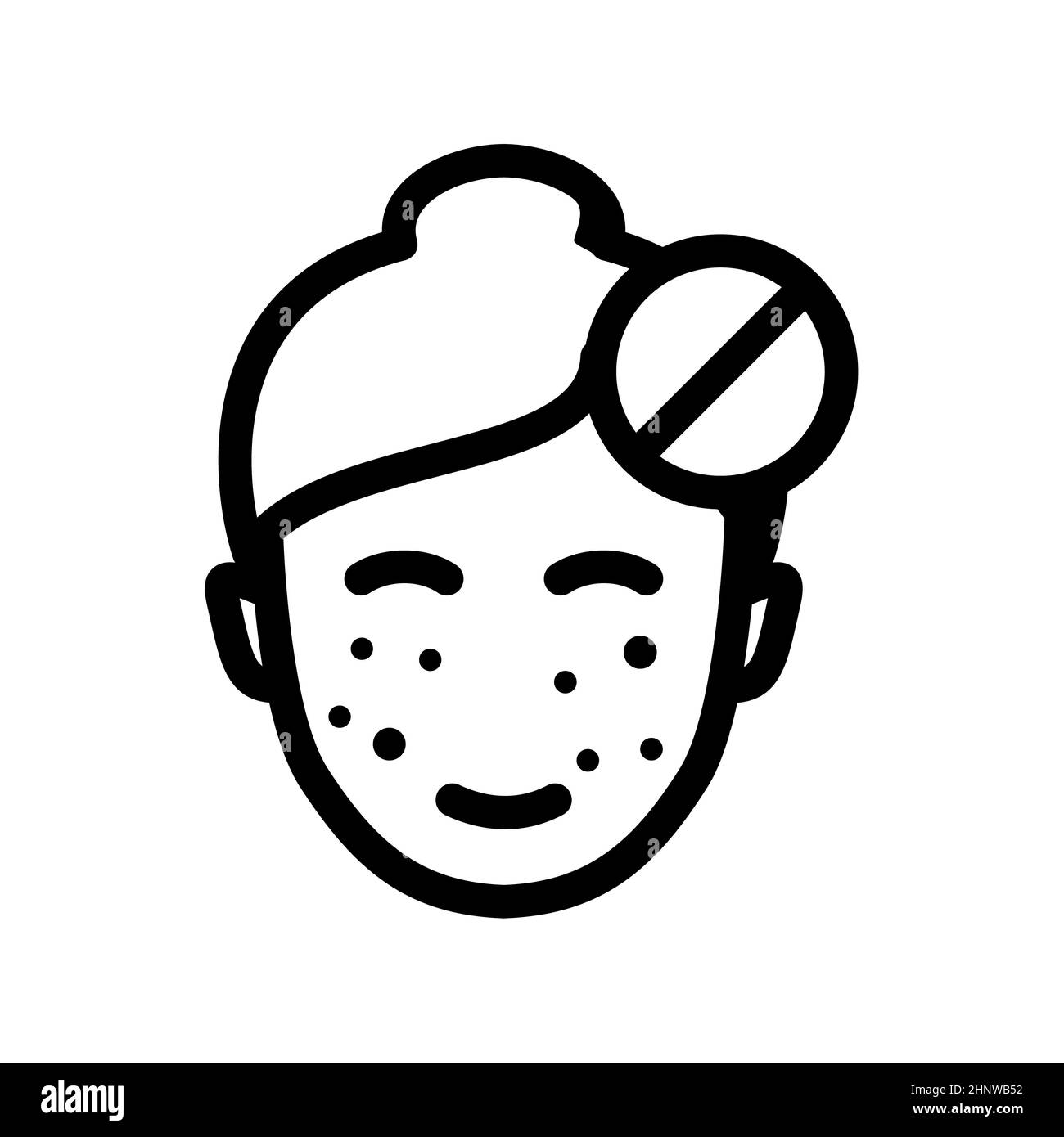 Kostenlose Schwarzkopf dunkle Punkt Gesichtsdermatologie einzigen isolierten Symbol mit Umriss Stil Vektor Illustration Stockfoto