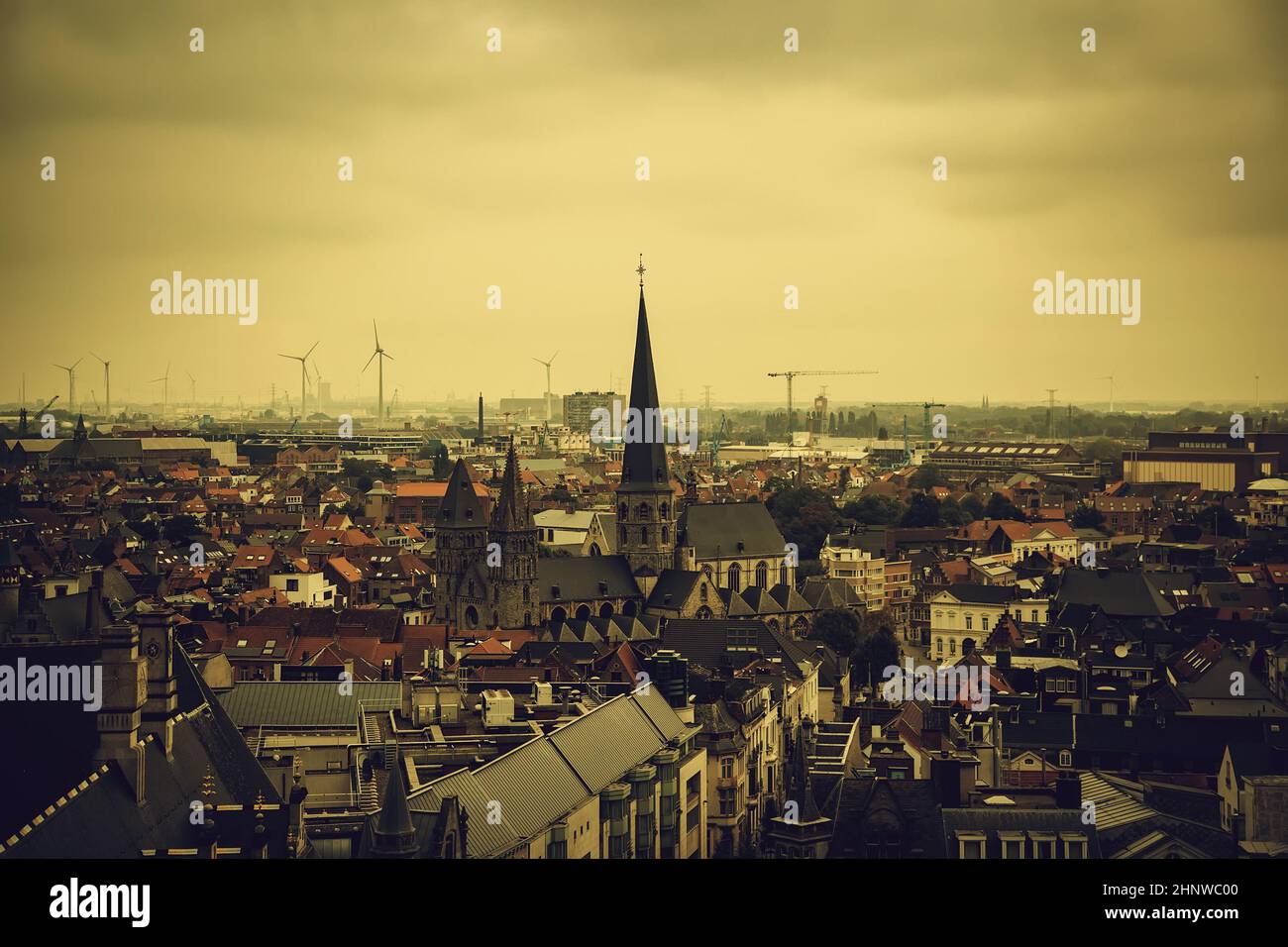 Anzeigen von Gent von der Höhe, Detail von Belgien, Tourismus Stockfoto