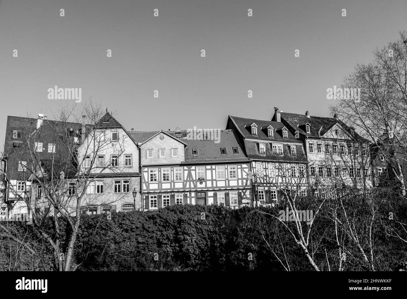 Schöne Fachwerkhäuser in Frankfurt-Hoechst Stockfoto
