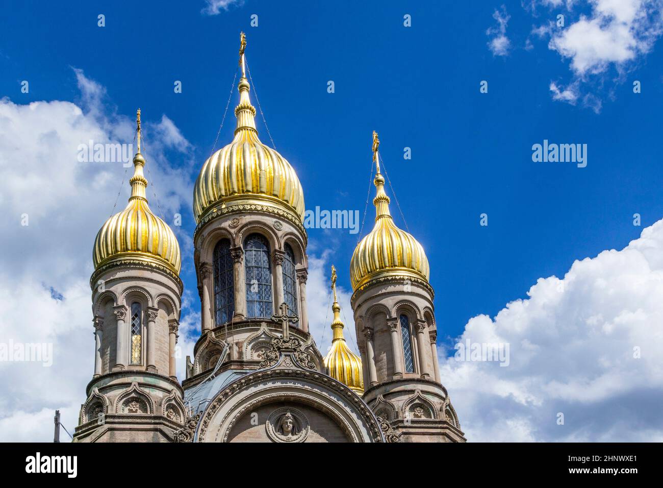 Berühmte russisch-orthodoxe Kirche auf dem Neroberg in Wiesbaden, Deutschland Stockfoto