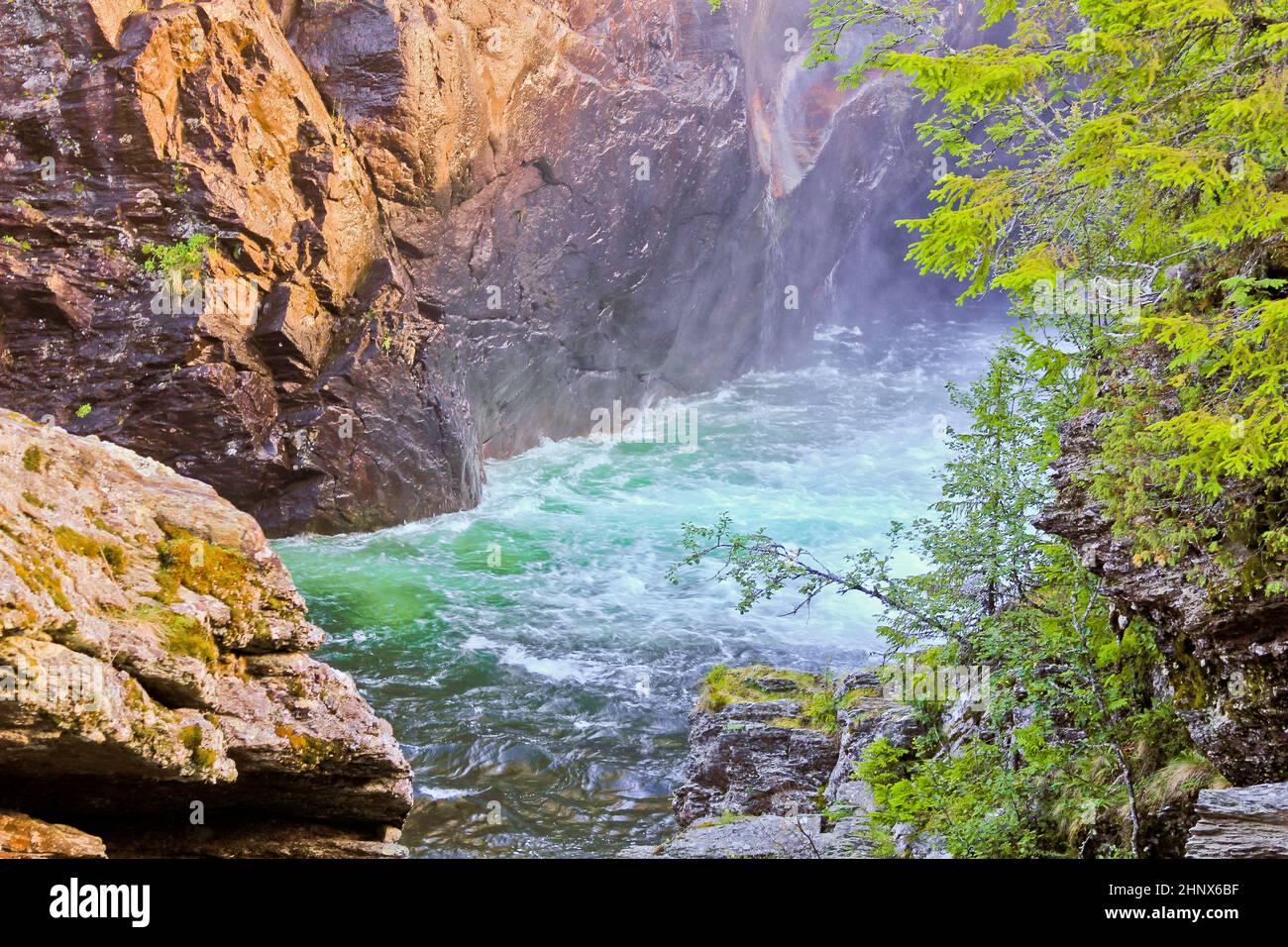 Die schönsten Wasserfall Europas. In Hemsedal, Buskerud, Norwegen Rjukandefossen. Stockfoto
