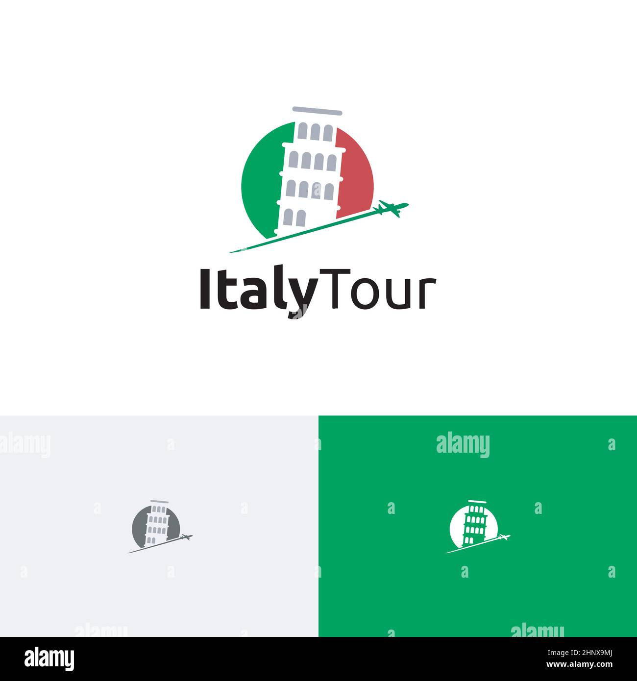 Pisa Schiefer Turm Italien Tour Reise Urlaub Agentur Logo Stock Vektor