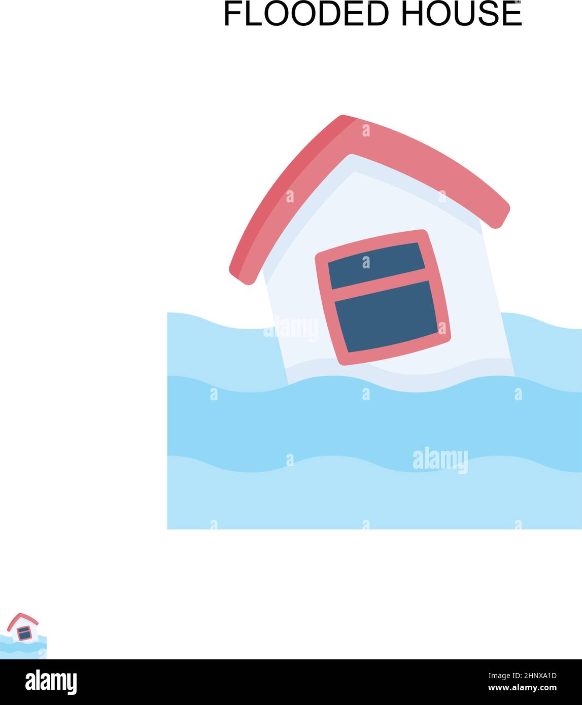 Überflutetes Haus einfaches Vektor-Symbol. Illustration Symbol Design-Vorlage für Web mobile UI-Element. Stock Vektor