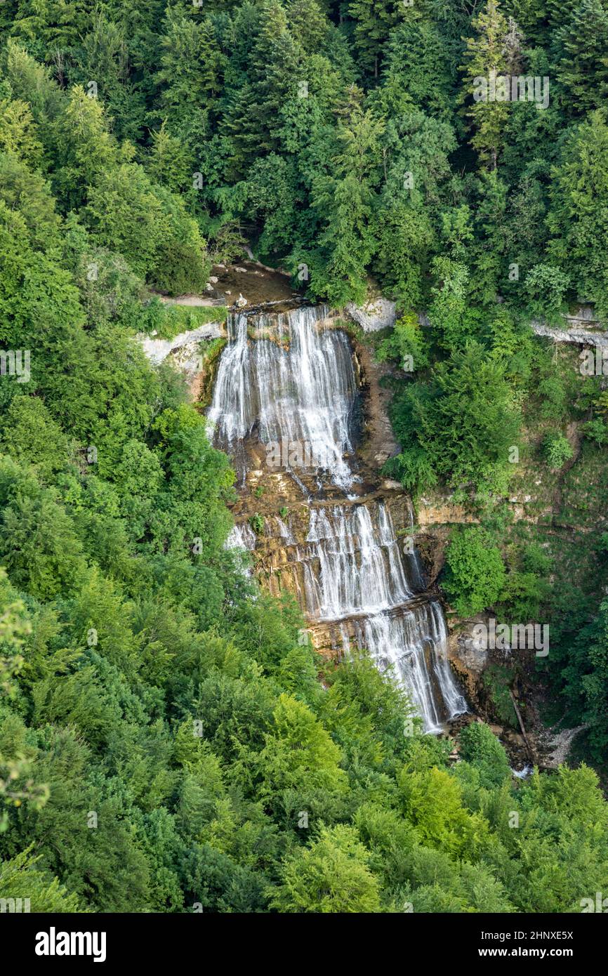 Cascades du Herisson, Wasserfälle des Herisson im französischen Jura Stockfoto