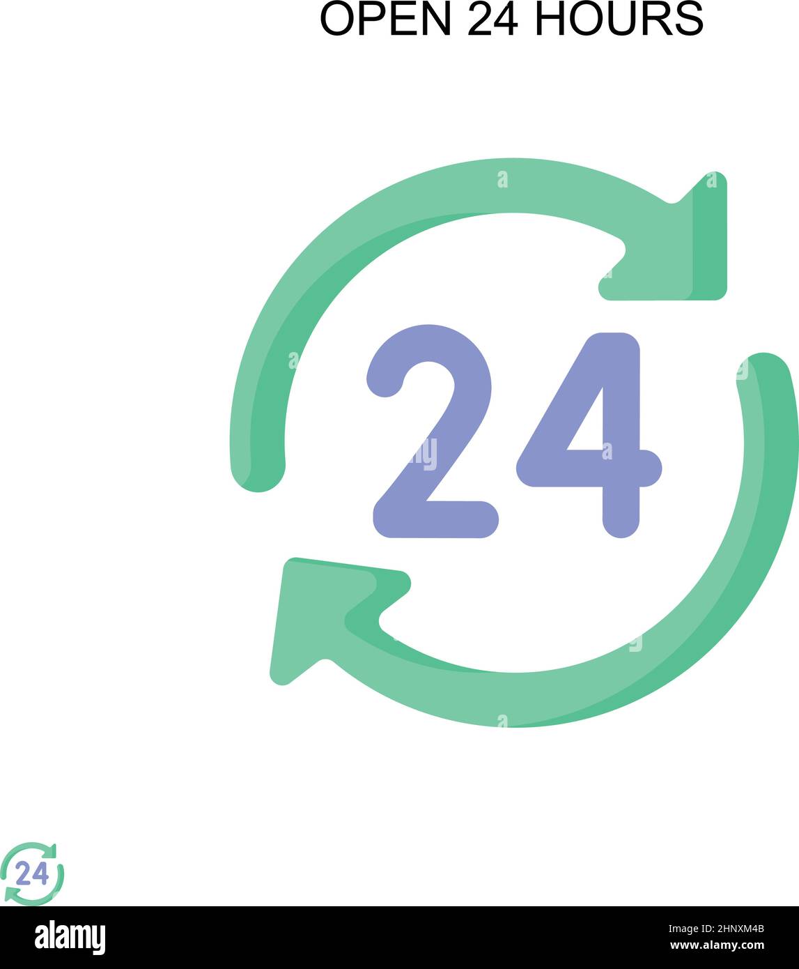 Einfaches Vektorsymbol für 24 Stunden öffnen. Illustration Symbol Design-Vorlage für Web mobile UI-Element. Stock Vektor