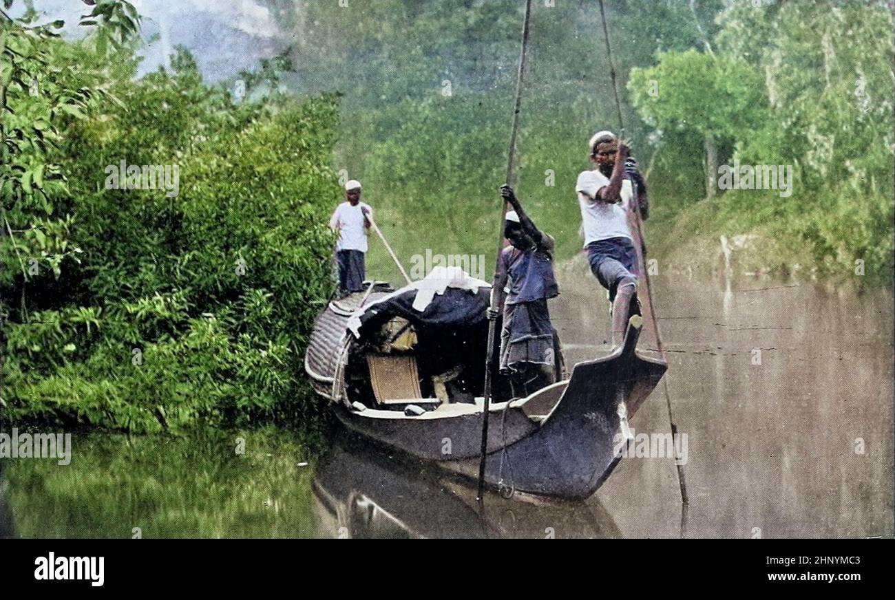 Machine Colorized Ein burmesischer Szenenabend auf dem Yunzalin aus den lebenden Rassen der Menschheit : Eine populäre illustrierte Darstellung der Bräuche, Gewohnheiten, Verfolgungen, Feste und Zeremonien der Menschenrassen in der ganzen Welt Band 1 von Sir Harry Hamilton Johnston, Henry Neville Hutchinson, Richard Lydekker und Dr. A. H. Keane veröffentlichte London : Hutchinson & Co. 1902 Stockfoto