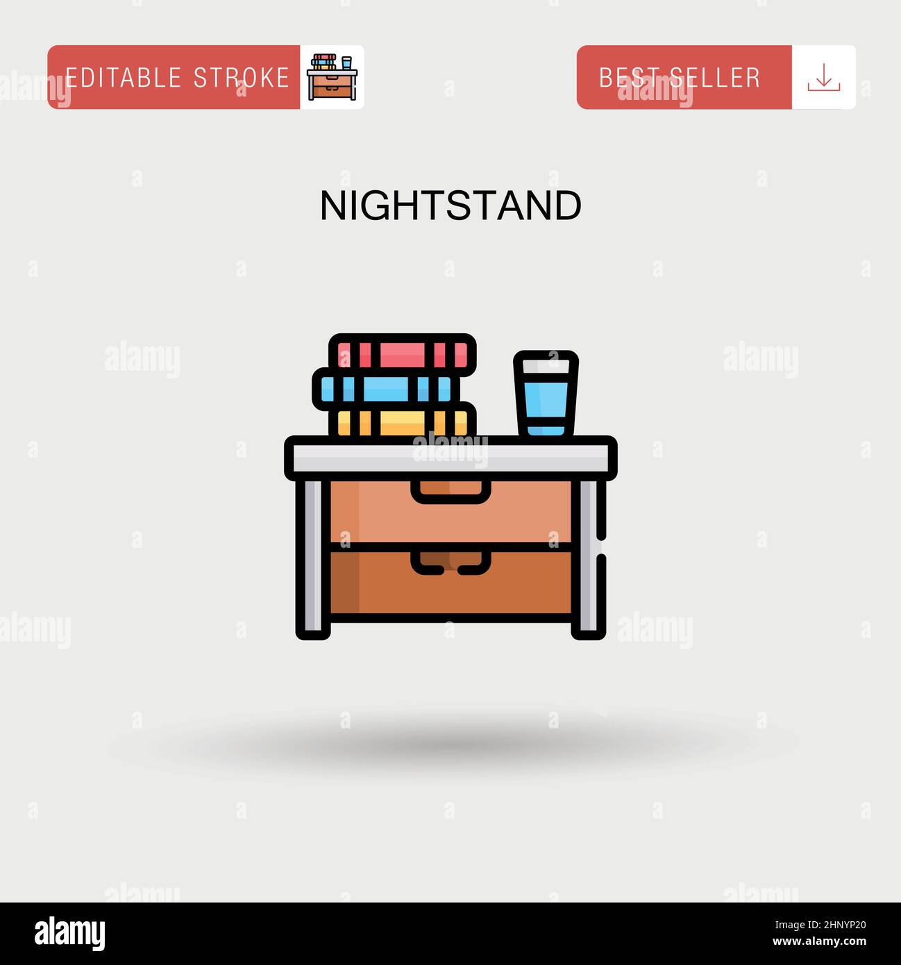 Einfaches Vektor-Symbol für Nachttisch. Stock Vektor