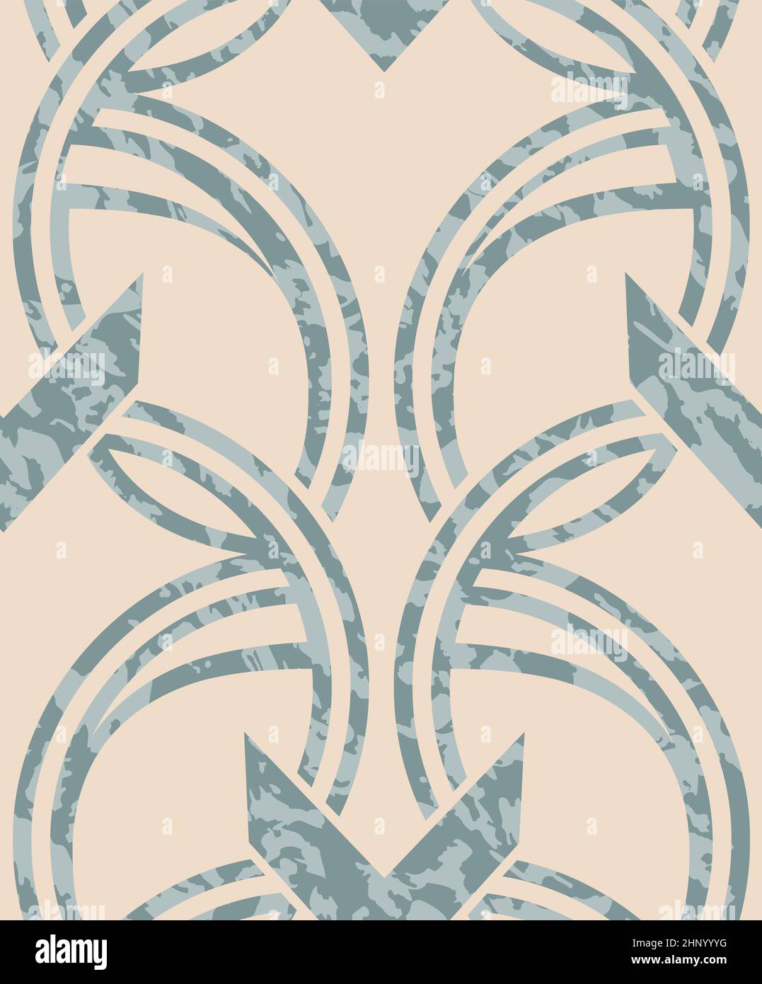 Nahtloses Muster im Art déco-Stil mit Grunge-Marmor-Effekt. Retro-Ornament. Vektor beige blau abstraktes geometrisches Muster Stock Vektor