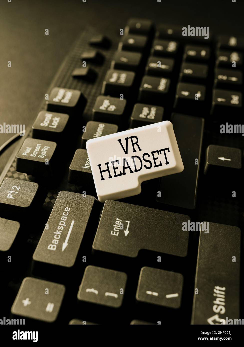 Schreiben Anzeige Text VR-Headset, Wort für Kopfteil-Gerät, das virtuelle Realität für den Träger Erstellen Eines neuen Buches bietet, Spielen Computer Gam Stockfoto