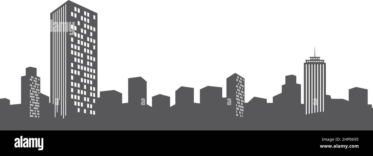 Skyline der Stadt. Schwarze Silhouette im Stadtbild mit hohen Aufschlägen Stock Vektor