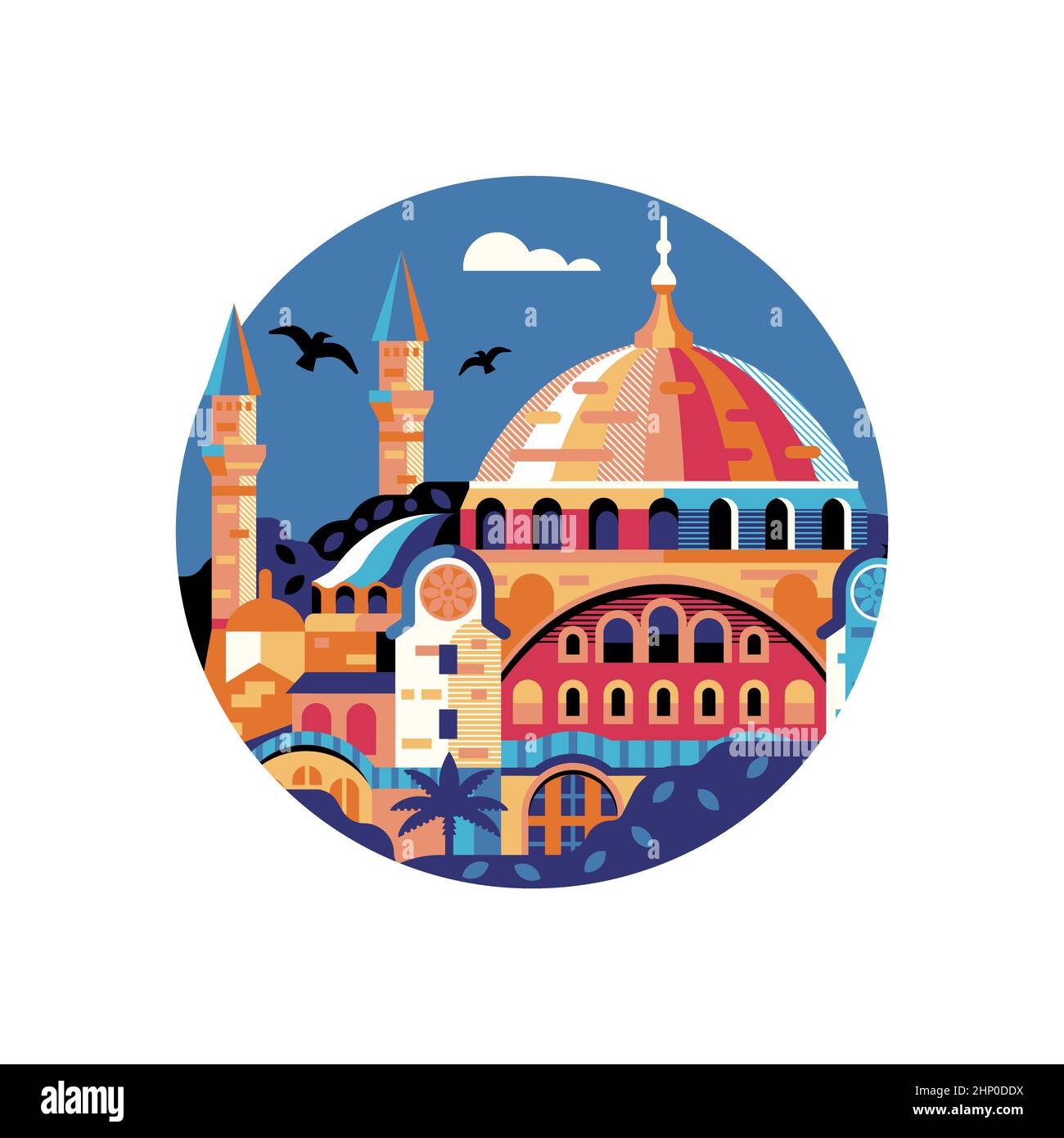 Istanbul Hagia Sophia Circle Icon in Flat Stock Vektor