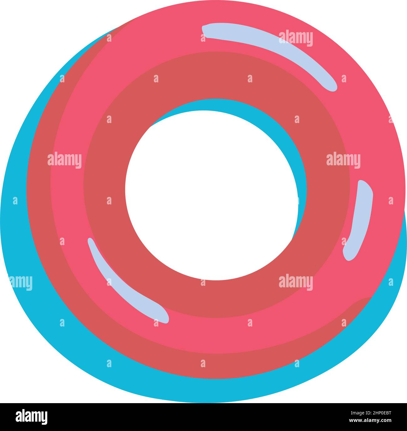 Rote runde Luftmatratze semi flach Farbe Vektor Objekt Stock Vektor