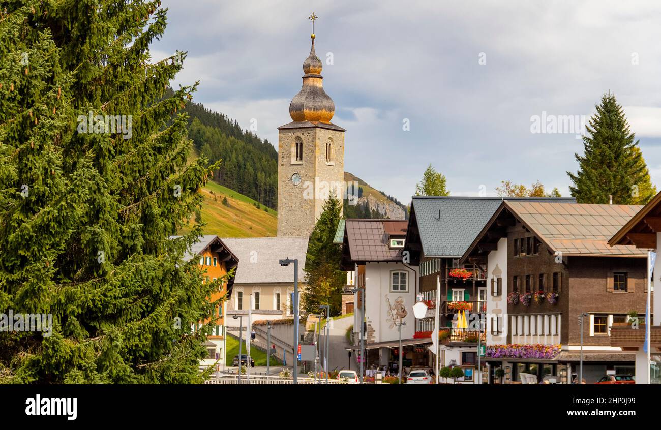 Landschaft am Lech am Arlberg im Bludenz-Kreis in Österreich Stockfoto