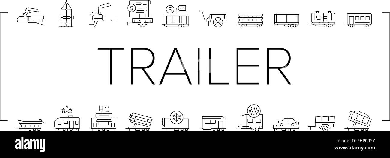Anhänger Transport Collection Icons Set Vector . Stock Vektor