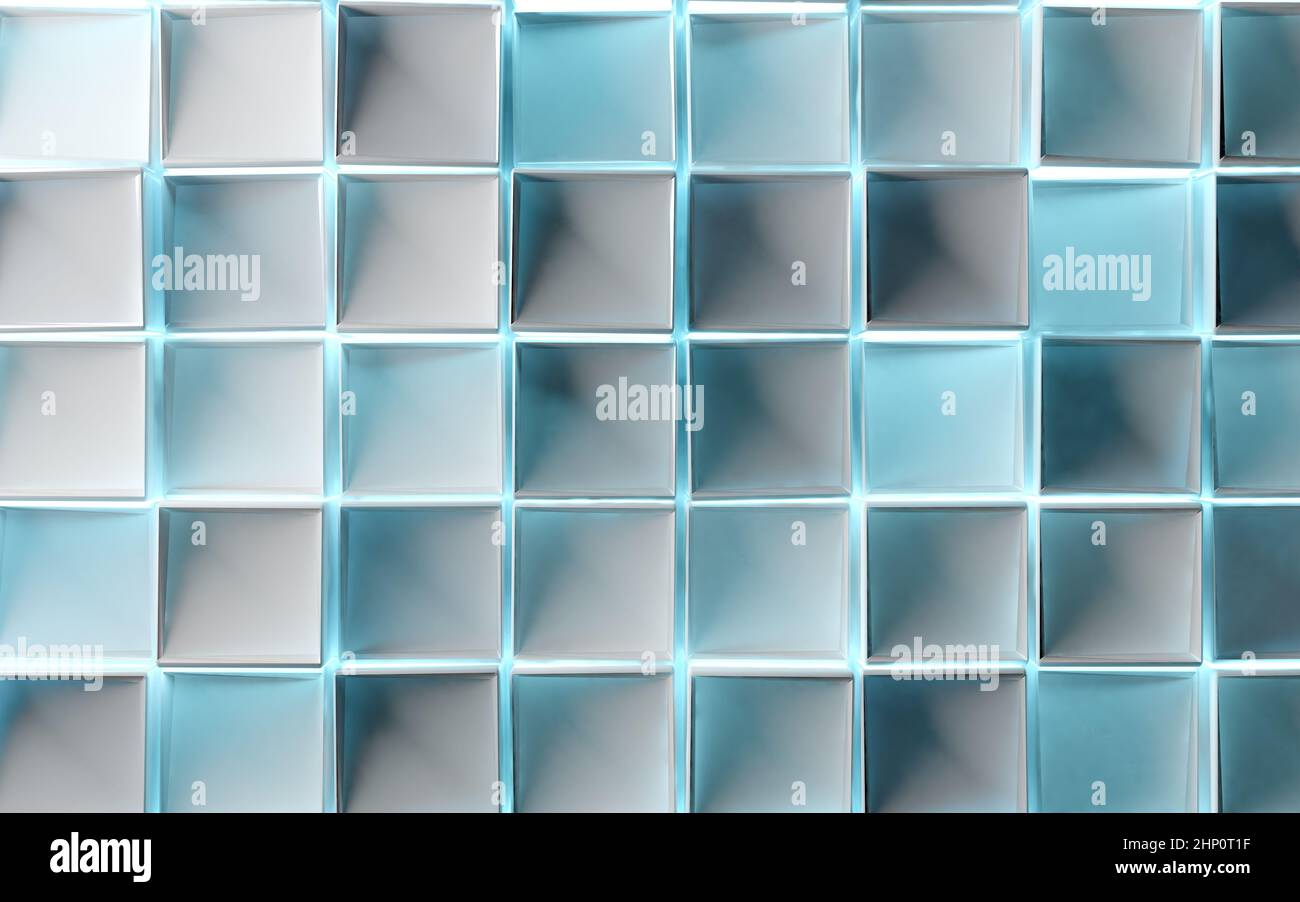 Squar und Blöcke Design. Abstraktes Bild der Würfel Hintergrund.3D Illustration Stockfoto
