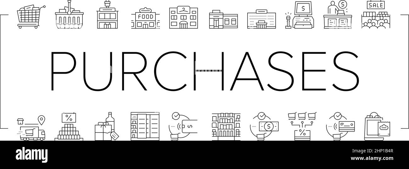 Käufe Und Shopping Collection Icons Set Vector . Stock Vektor