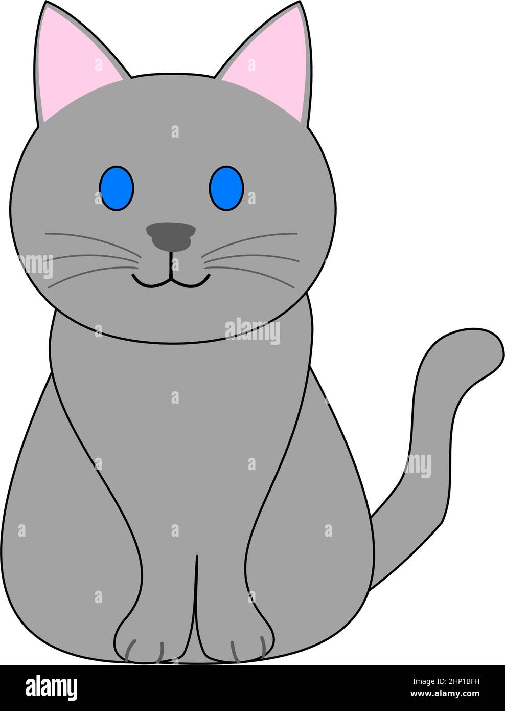 Eine graue streunende Katze mit weißem Hintergrund Stockfoto