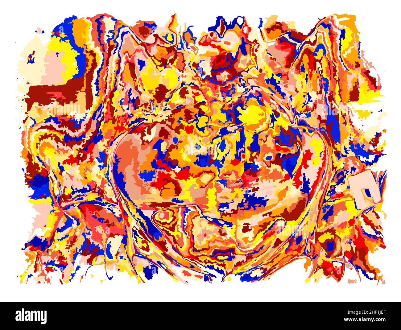 Flüssige Kunst, abstrakte farbige chaotische Abstriche Malerei, fließende bunte Tinte. Zeitgenössisches Grafikkonzept für NFT Digital Gallery. Vektorgrafik Stock Vektor