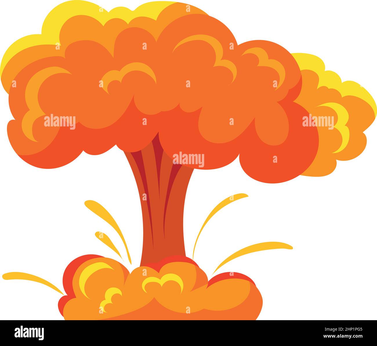 Nukleare Explosion Cartoon-Effekt. Atombombe Rauchwolke isoliert auf weißem Hintergrund Stock Vektor