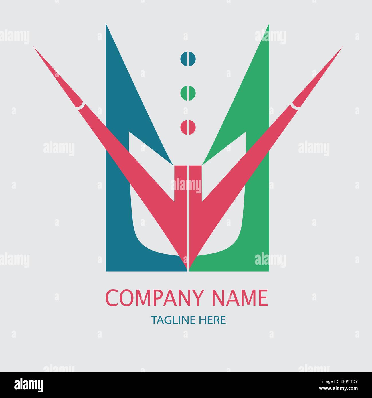 Symmetrisches, leistungsstarkes, minimalistisches Business-Logo-Vektordesign Stock Vektor