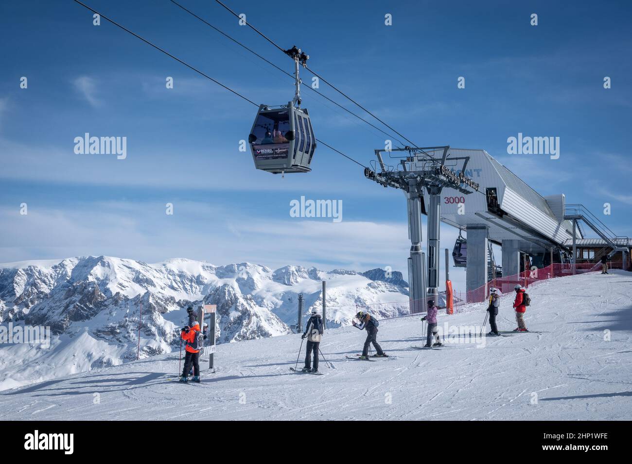 Méribel Skilifte auf Mt Vallon Stockfoto