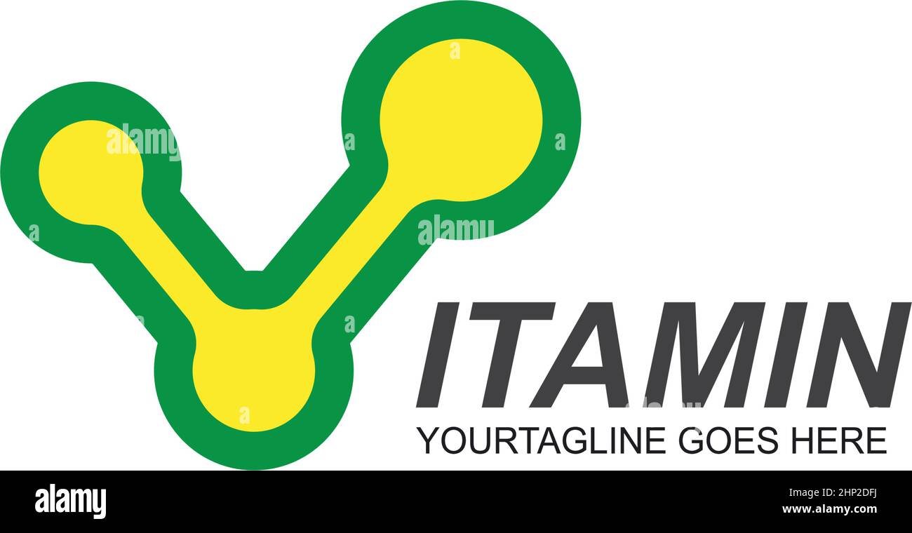 v-Buchstabenmolekül für Vitamintext-Vektor-Illustration Stock Vektor