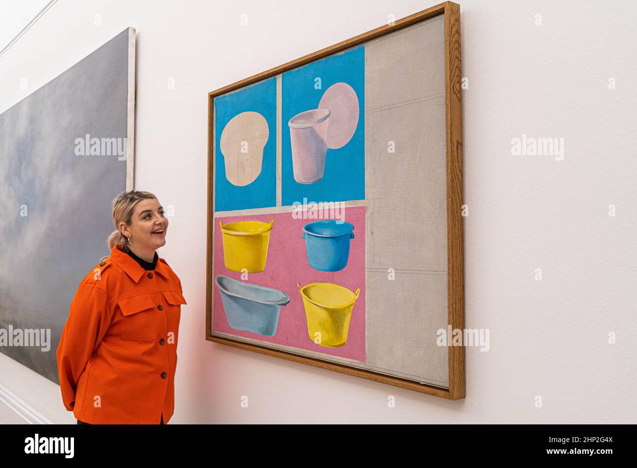 LONDON, GROSSBRITANNIEN. 18. Februar 2022. EMBARGO bis 1,30pm . Sigmar Polke, Plastik Wannen (Plastic Tubs), 1964, (Schätzung: 3,5-4,5Million US-Dollar bei Sotheby's Preview von seltenen Werken aus der Sammlung Macklowe. Die Auktion findet am 16. Mai in New York statt.Quelle: amer ghazzal/Alamy Live News Stockfoto