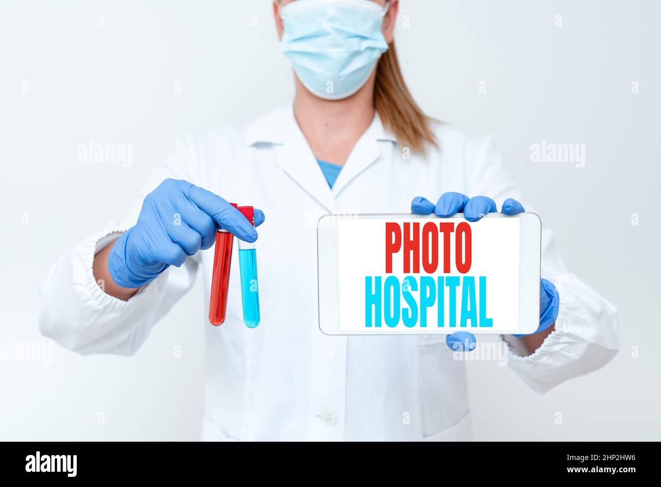 Konzeptionelle Bildunterschrift Foto Krankenhaus, Geschäftsidee einzigartige Angewandte Kunst der medizinischen Einrichtung und Praxis Studium der neuen Medizintechnik präsentiert Med Stockfoto