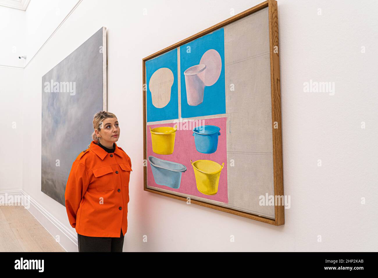 LONDON, GROSSBRITANNIEN. 18. Februar 2022. EMBARGO bis 1,30pm . Sigmar Polke, Plastik Wannen (Plastic Tubs), 1964, (Schätzung: 3,5-4,5Million US-Dollar bei Sotheby's Preview von seltenen Werken aus der Sammlung Macklowe. Die Auktion findet am 16. Mai in New York statt.Quelle: amer ghazzal/Alamy Live News Stockfoto