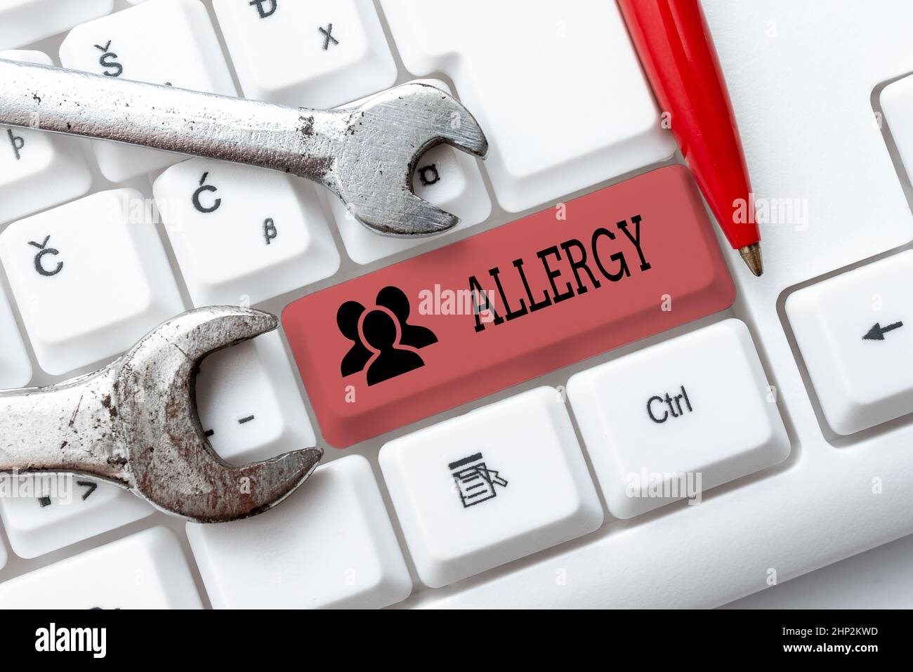 Inspiration zeigt Zeichen Allergie, konzeptuelle Foto überempfindlich des Immunsystems gegenüber bestimmten Substanz Redaktion und Veröffentlichung Online-Nachrichten Stockfoto