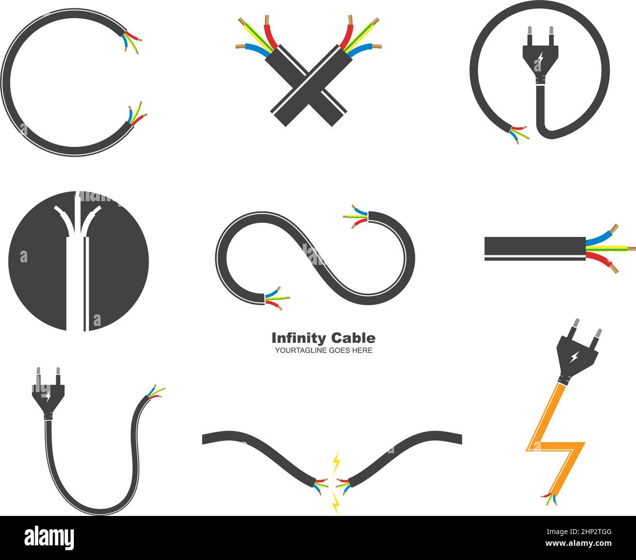 Symboldarstellung für Elektrokabel Stock Vektor