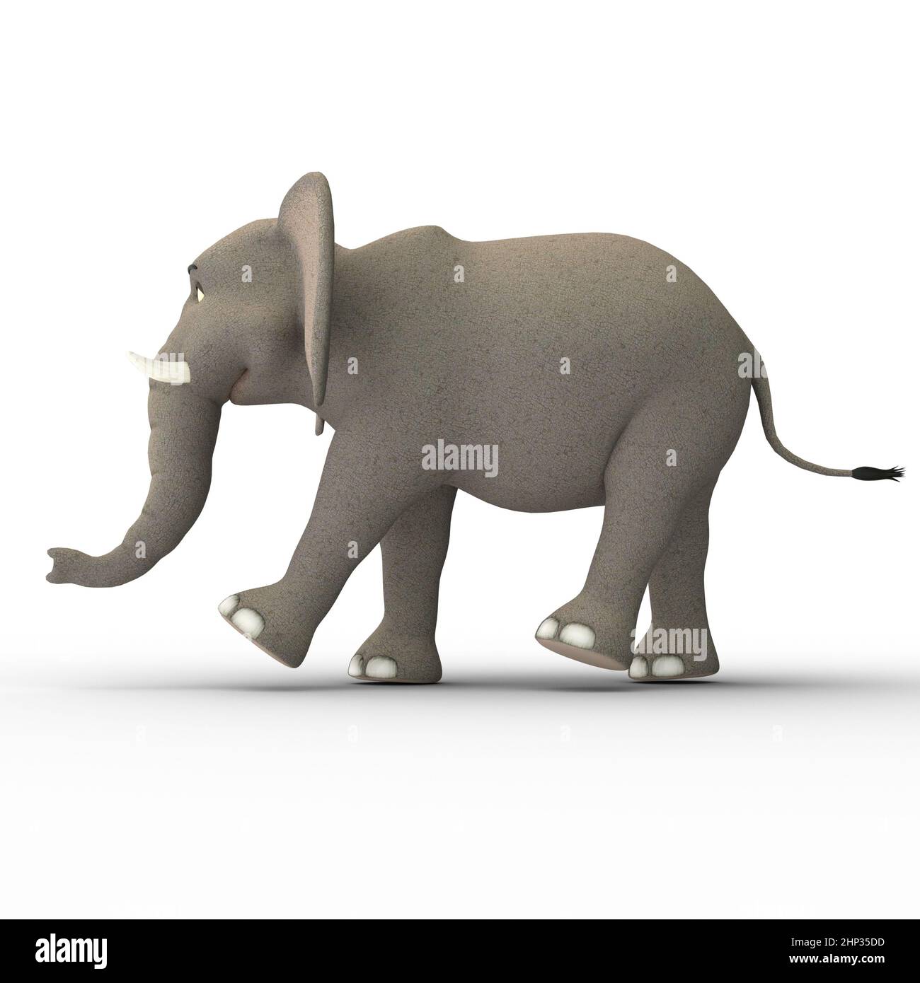 3D-Illustration eines niedlichen und lustigen Erwachsenen Cartoon Elefanten. Stockfoto