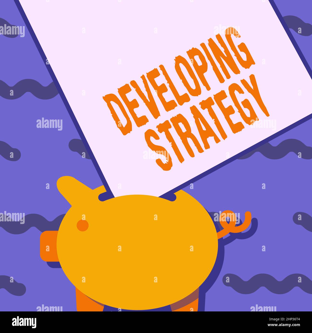 Konzeptionelle Bildunterschrift Entwicklungsstrategie, Schaufenster Unternehmen Prozess-Änderungen, um Ziele zu erreichen Piggy Bank Drawing with Large Sheet of Pap Stockfoto