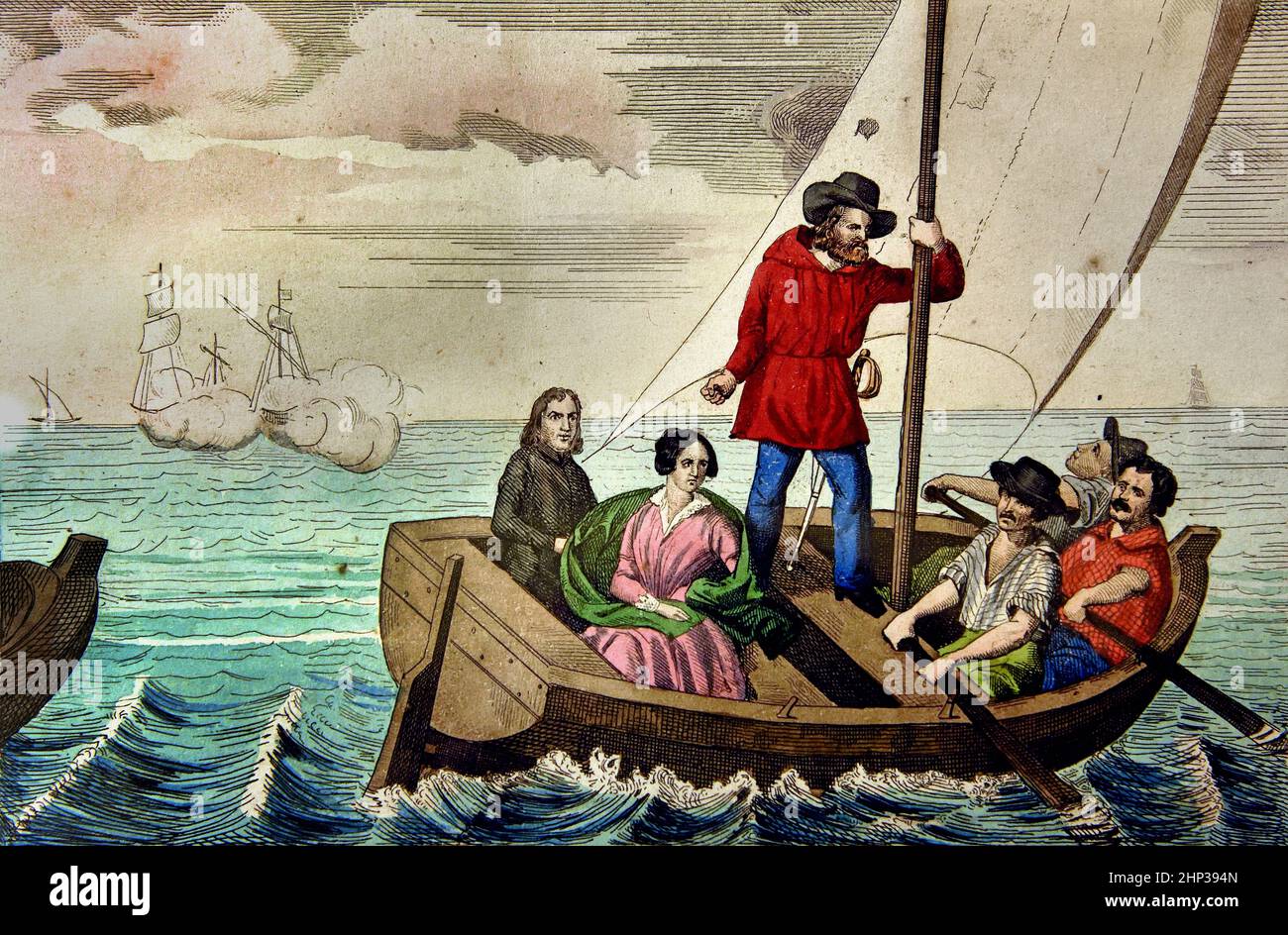Garibaldi in Rückzug zweite Hälfte des 19th. Jahrhunderts Garibaldi ( Giuseppe Maria Garibaldi 1807 – 1882 ) Italienisch, allgemein, patriotische, revolutionäre, republikanische, Italien, ( Vereinigung und Gründung des Königreichs Italien.) Stockfoto