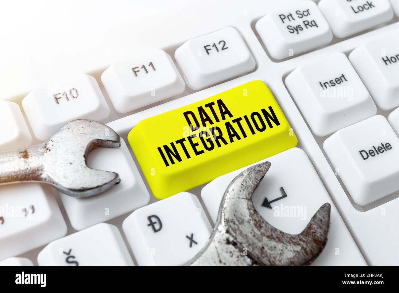 Inspiration, die Zeichen zeigt Datenintegration, Geschäftsansatz Kombination von technischen und geschäftlichen Prozessen zur Kombination der Eingabe von Firewall-Programmcodes, Stockfoto