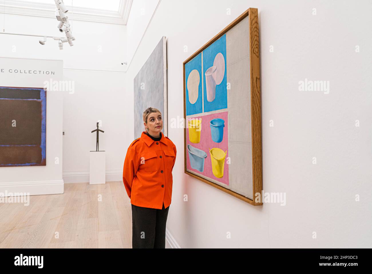 LONDON, GROSSBRITANNIEN. 18. Februar 2022. EMBARGO bis 1,30pm . Sigmar Polke, Plastik Wannen (Plastic Tubs), 1964, (Schätzung: 3,5-4,5Million US-Dollar bei Sotheby's Preview von seltenen Werken aus der Sammlung Macklowe. Die Auktion findet am 16. Mai in New York statt.Quelle: amer ghazzal/Alamy Live Ne Stockfoto