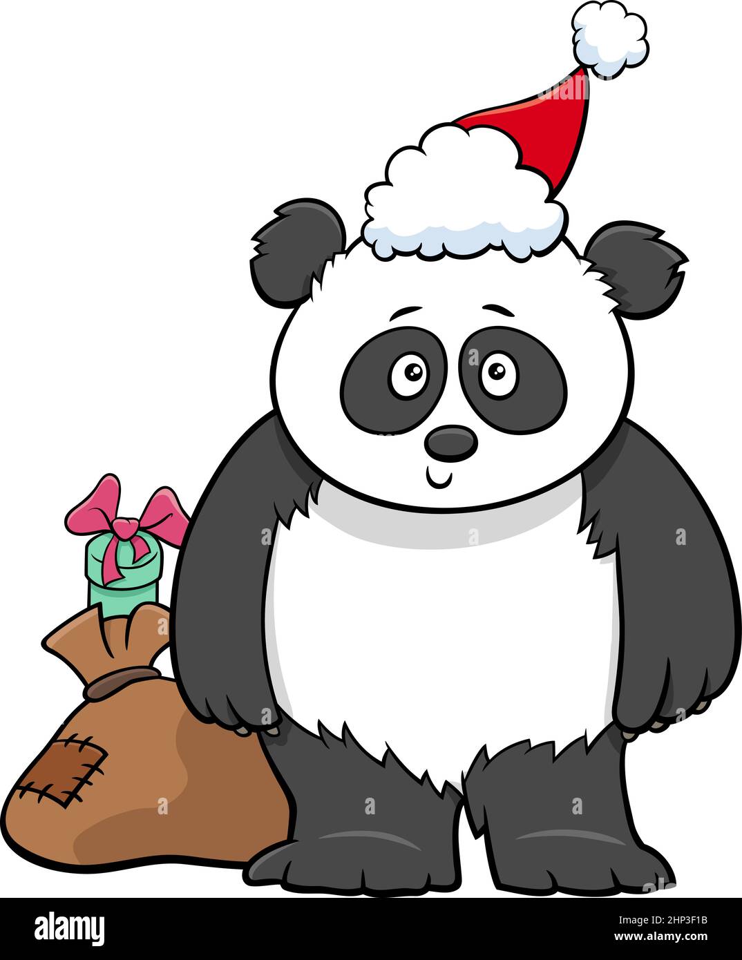 Cartoon Panda Tier Charakter mit Geschenk auf Weihnachtszeit Stock Vektor