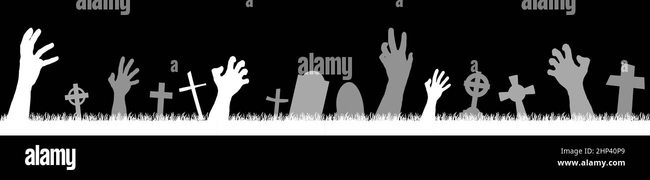 halloween Zombie Hände mit Grabsteinen Stock Vektor